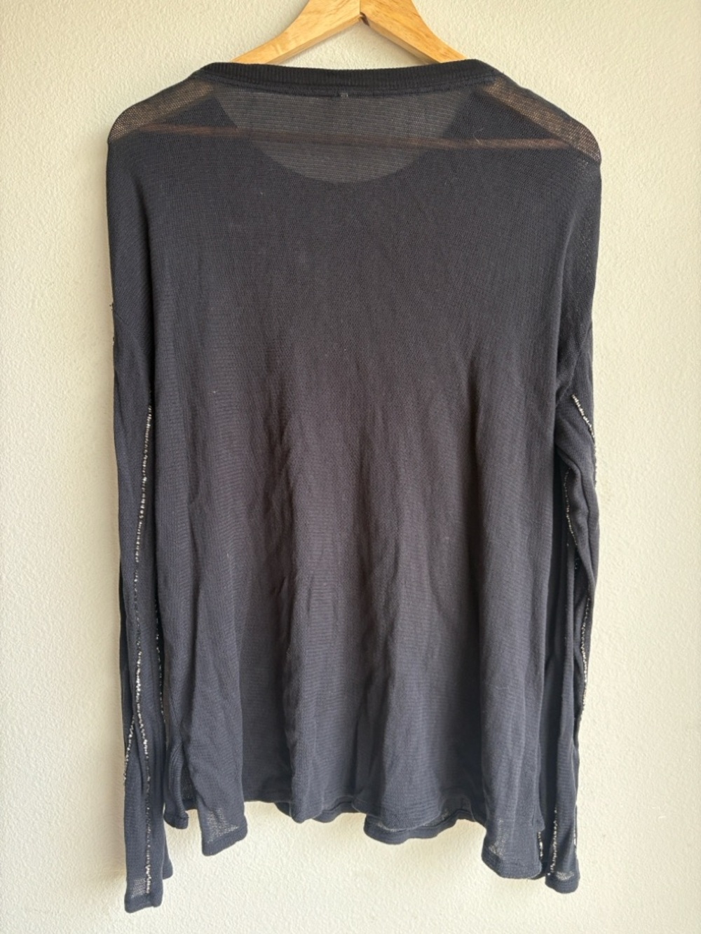 Free people diamond night Black Beaded Stripe Knit Sweater 100% cotton - Picture 5 of 12